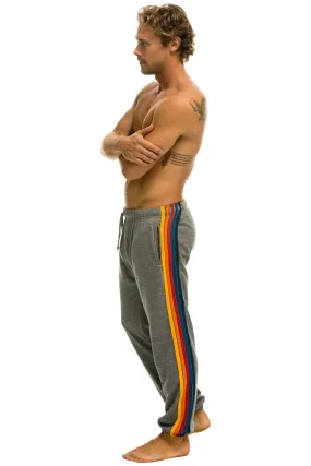 5 STRIPE SWEATPANTS - HEATHER GREY