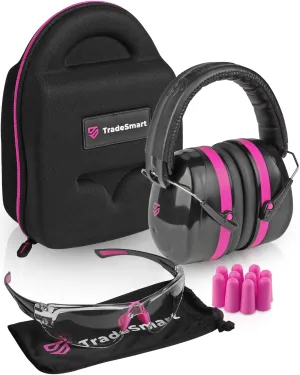 TradeSmart All-in-One Shooting Ear Protection - Comfort  NRR 28 Earmuffs, Glasses & Earplugs   Carry Case