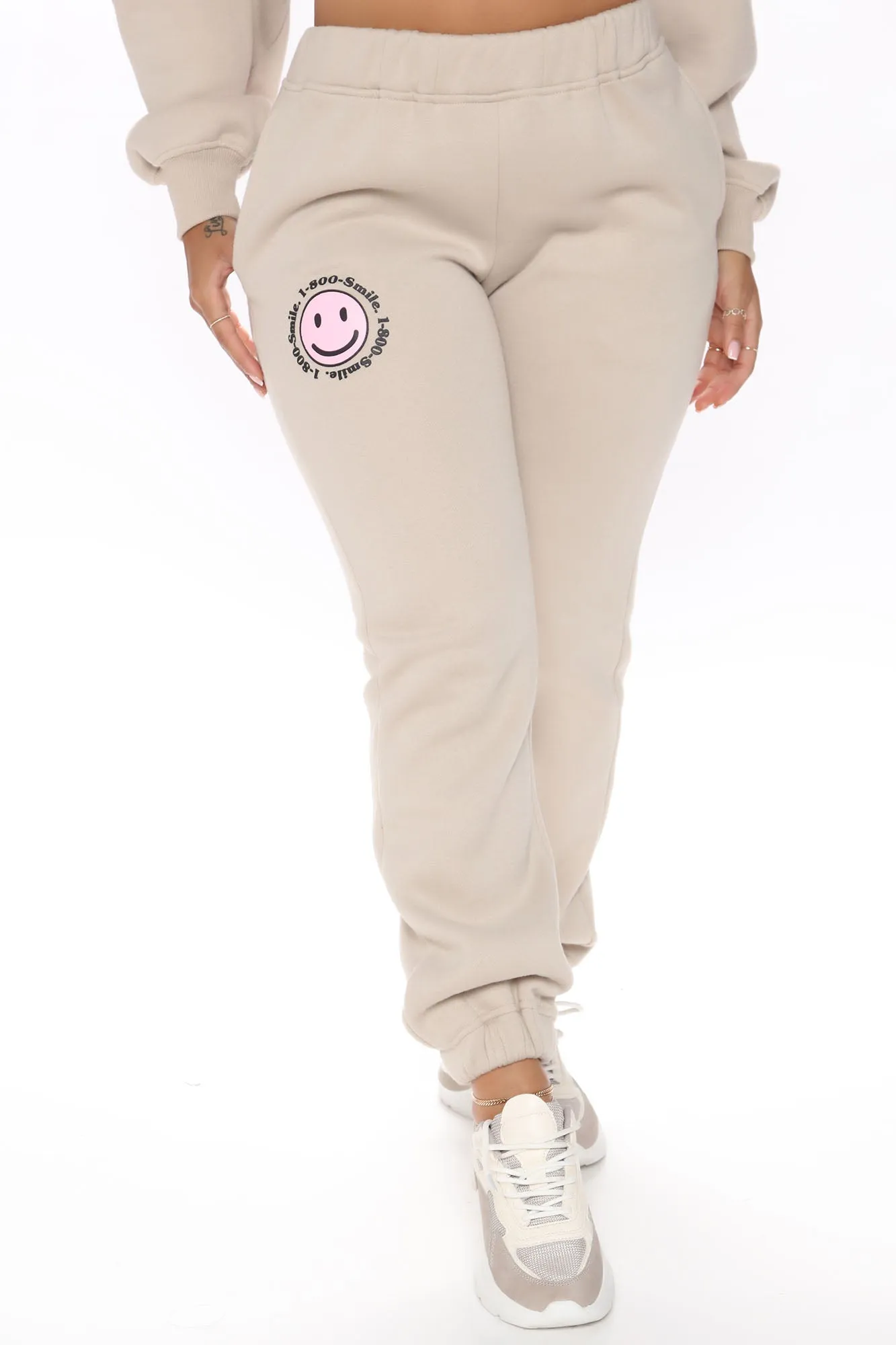 1 800 Smile Happy Face Sweatpants - Khaki