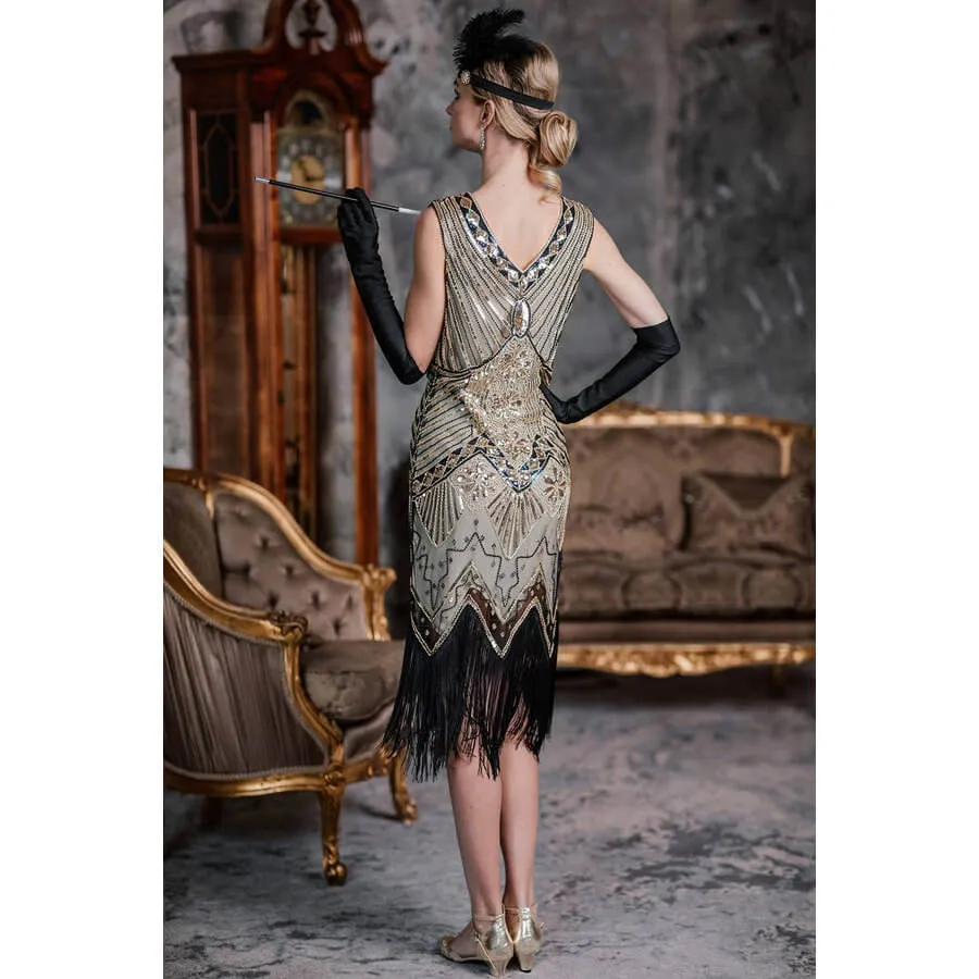 1920s Sequined Dress - Champagne - Hire