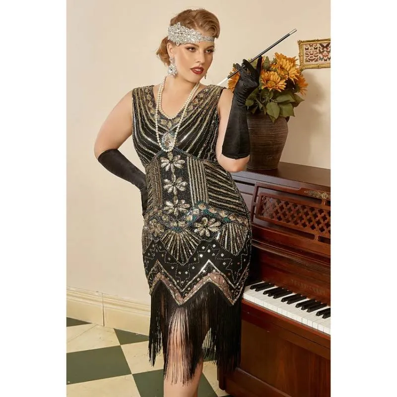 1920s Sequined Dress - Gold - Hire