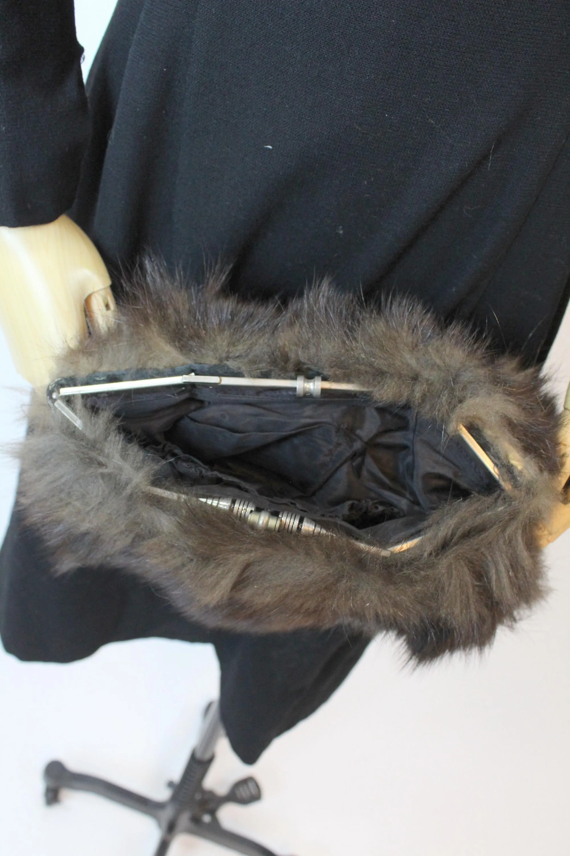 1930s FUR MUFF two in one handbag purse | new fall winter