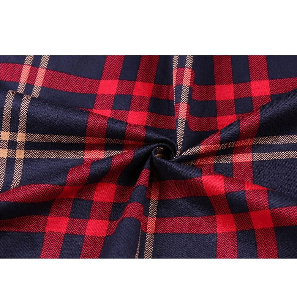 2021 Vintage Pleated Skirt England Style Plaid Print High Waist Womens Retro School Summer Skirt 50s Rockabilly Red Midi Skater