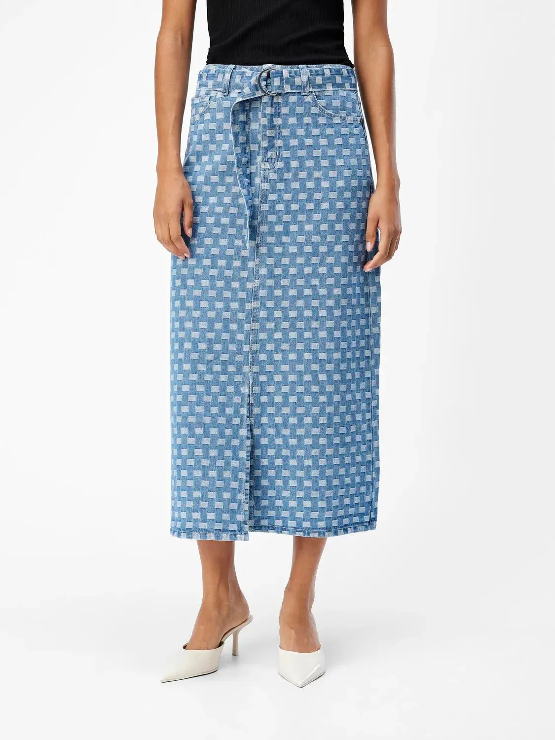 23044744 OBJHedda HW Midi Denim Skirt CC1 AW