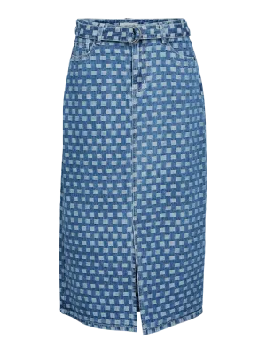 23044744 OBJHedda HW Midi Denim Skirt CC1 AW