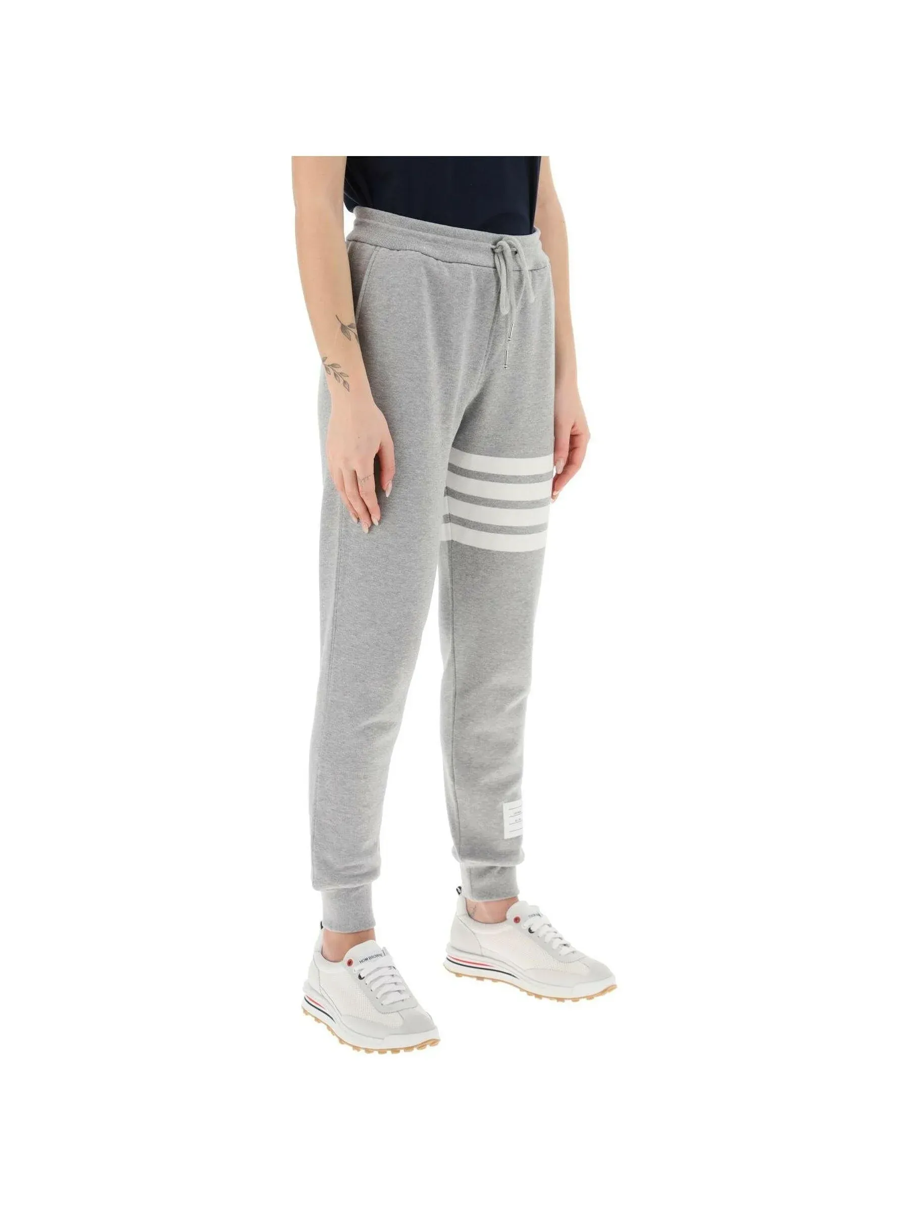 4 Bar Striped Cotton Sweatpants