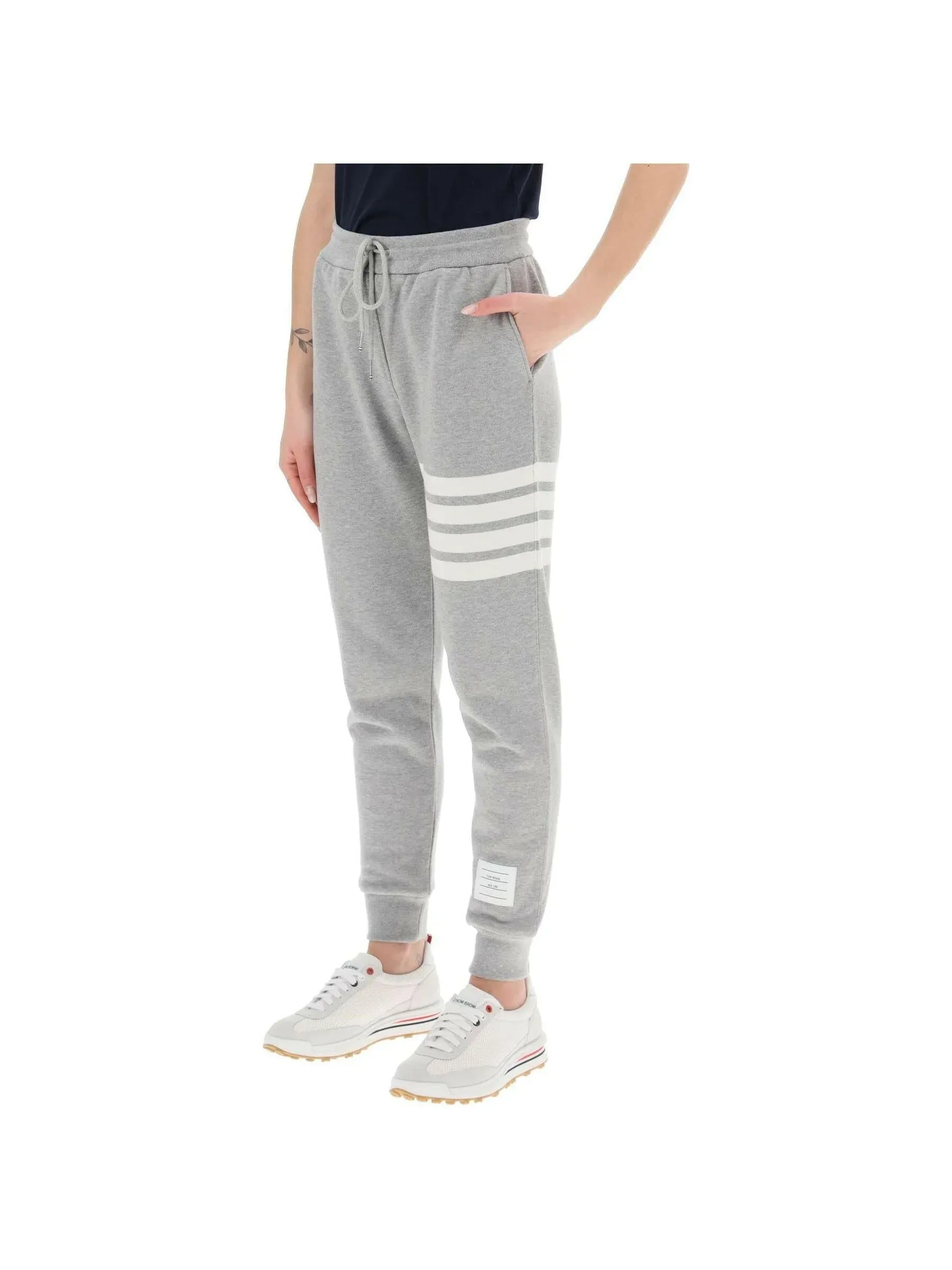 4 Bar Striped Cotton Sweatpants