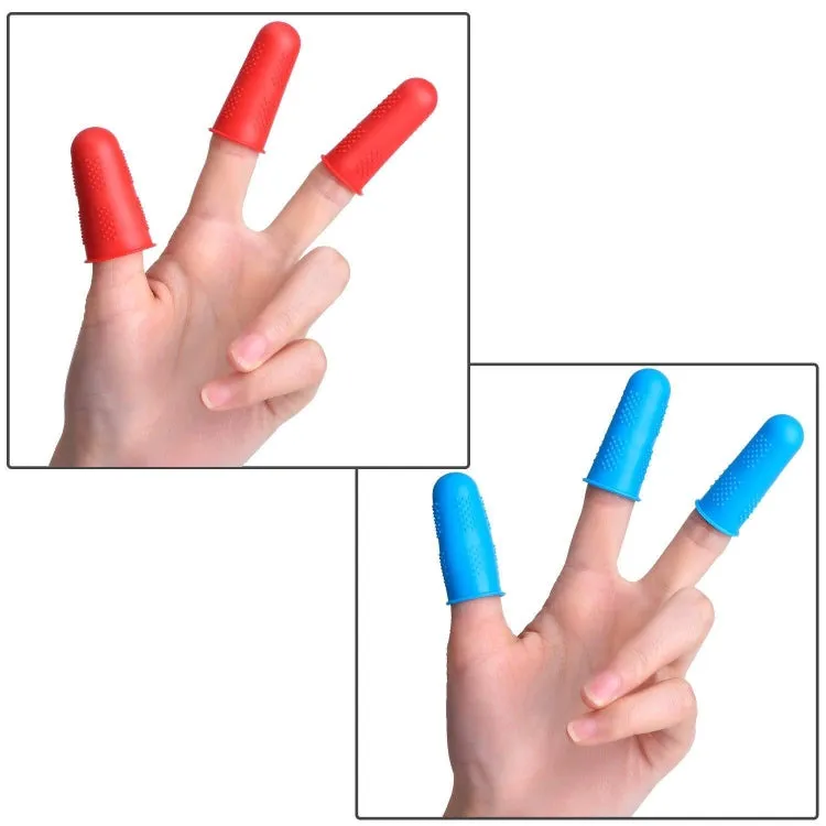 4 Sets Anti-scalding Non-slip High Temperature Resistant Silicone Finger Cuff With Particles(Blue)