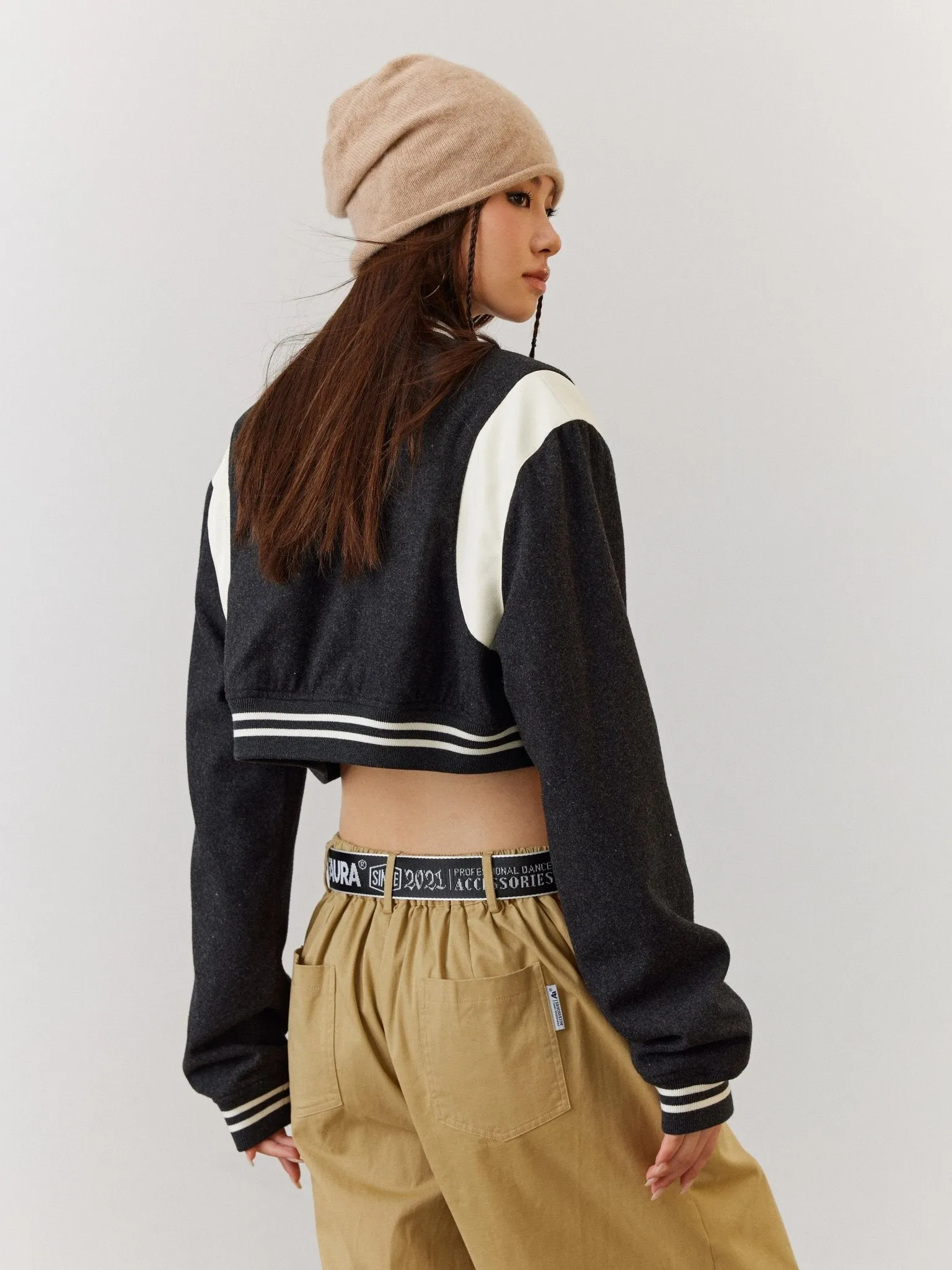 ACMEAURA Cropped Varsity Jacket