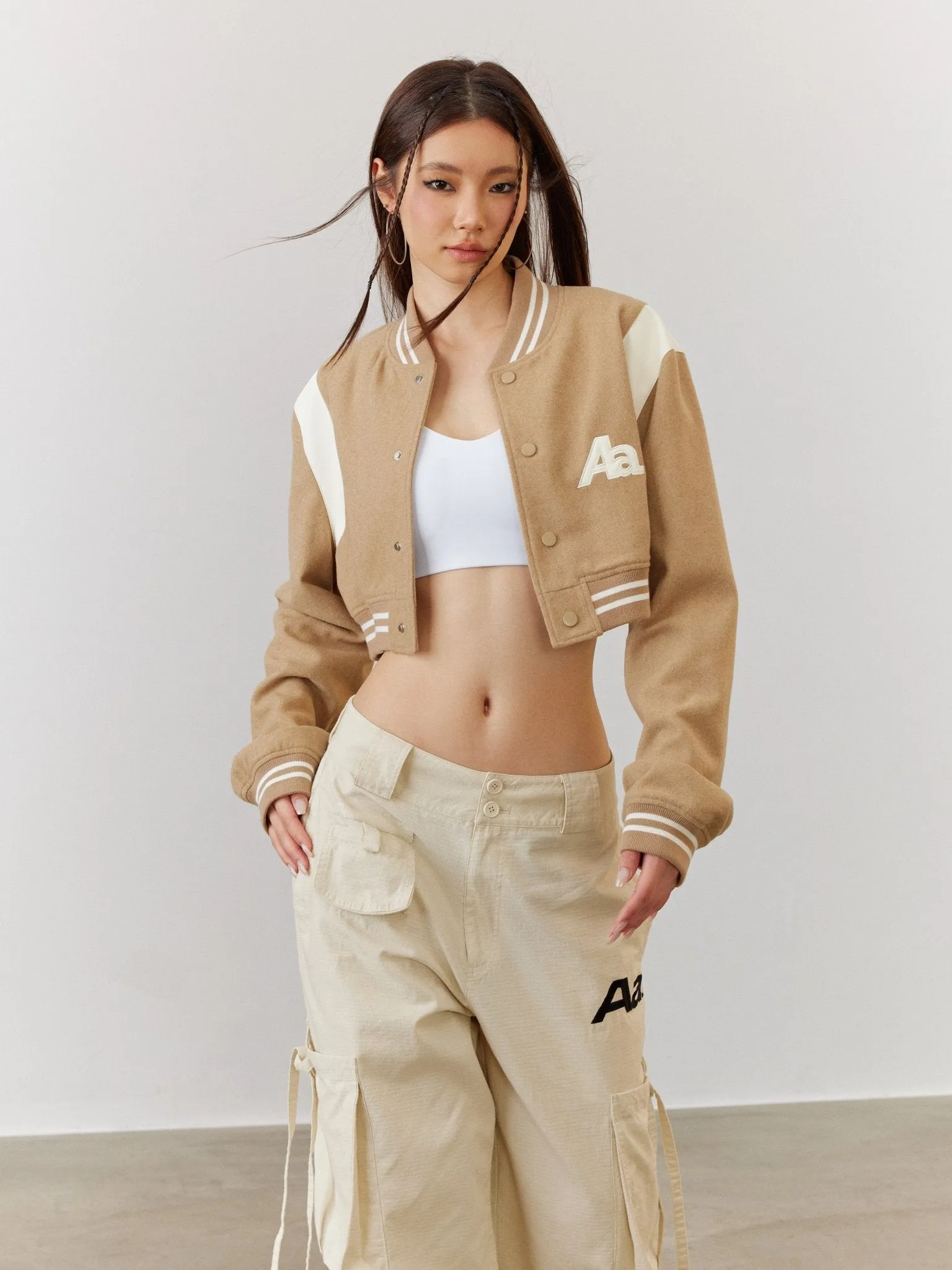 ACMEAURA Cropped Varsity Jacket