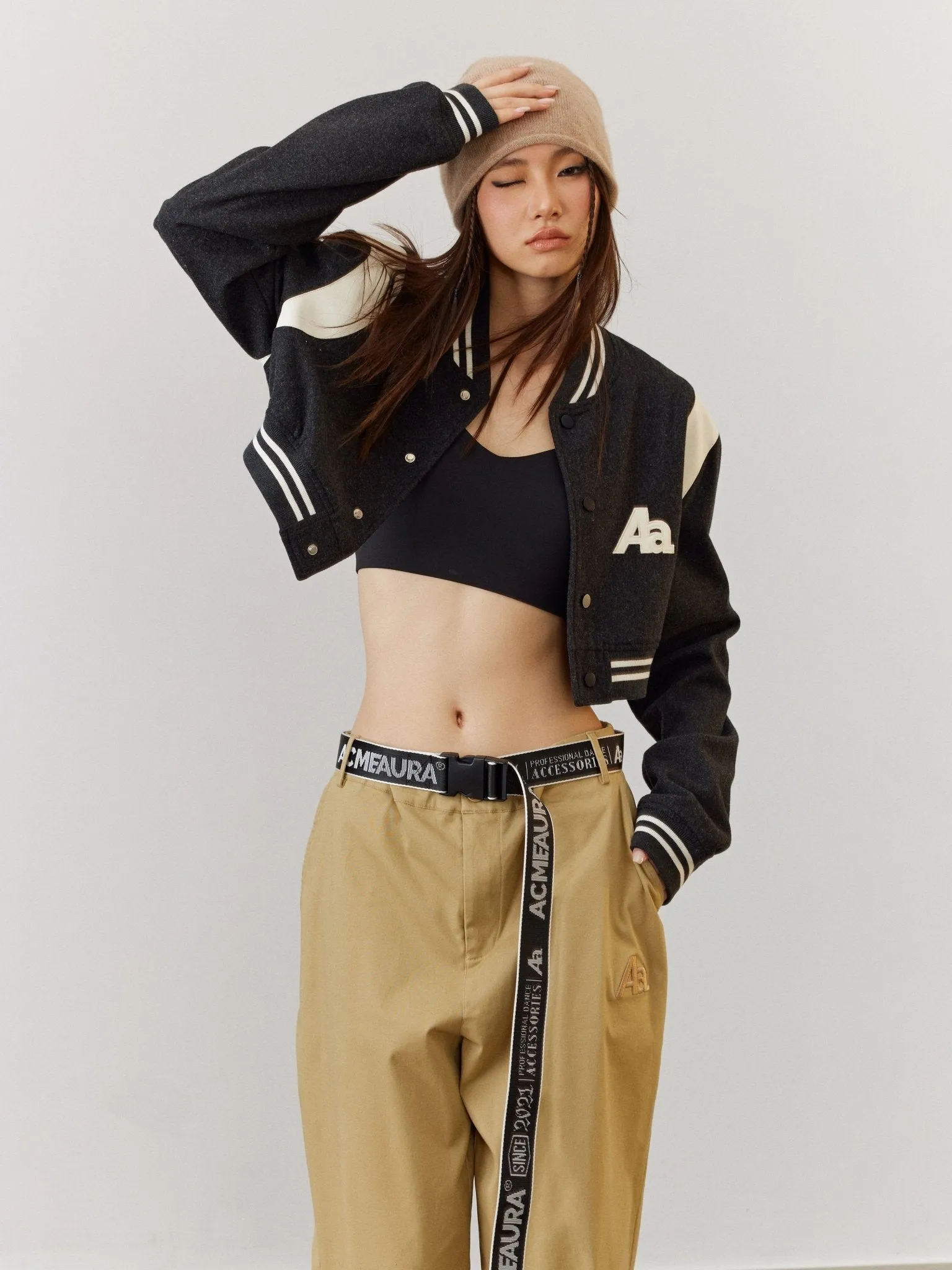 ACMEAURA Cropped Varsity Jacket