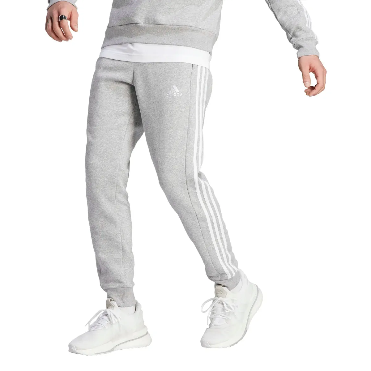 adidas Men's Essentials Tapered 3-Stripes Fleece Pants (Tall)