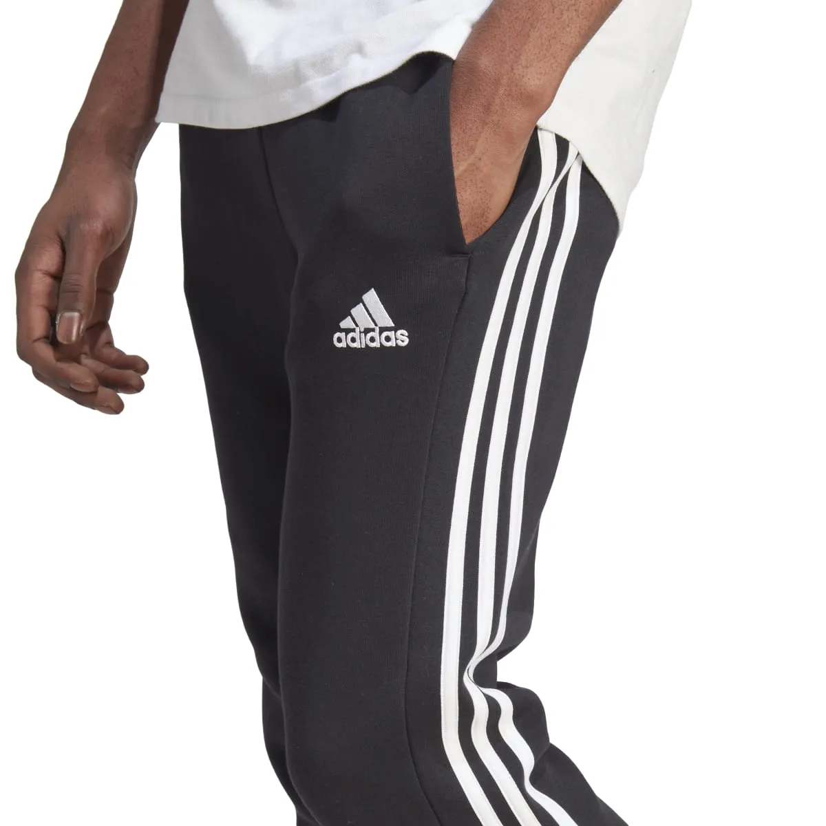 adidas Men's Essentials Tapered 3-Stripes Fleece Pants (Tall)