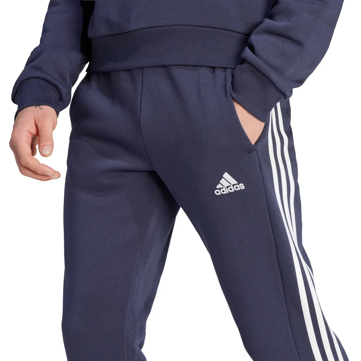 adidas Men's Essentials Tapered 3-Stripes Fleece Pants (Tall)