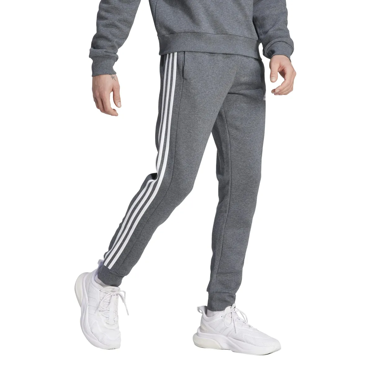 adidas Men's Essentials Tapered 3-Stripes Fleece Pants (Tall)