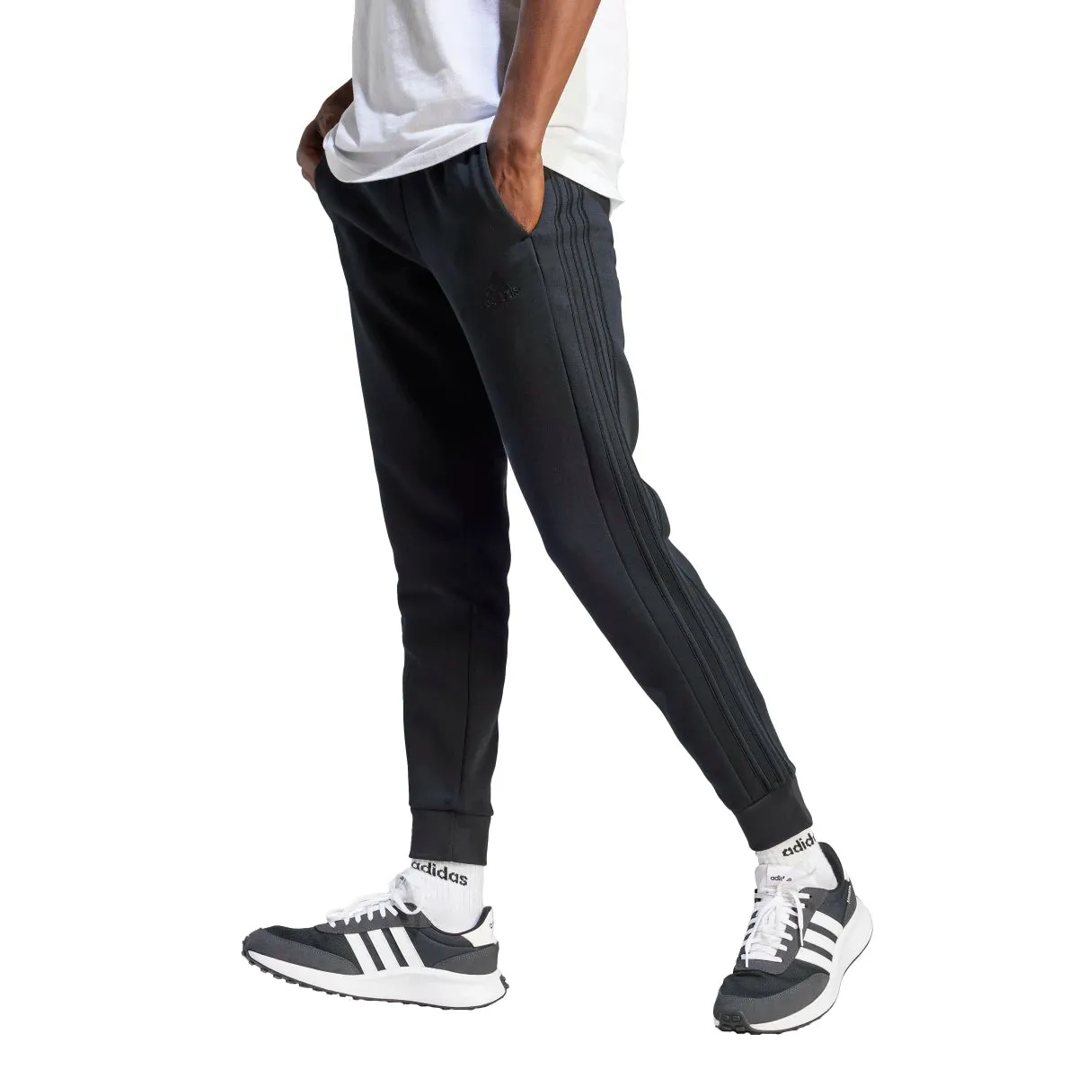 adidas Men's Essentials Tapered 3-Stripes Fleece Pants (Tall)