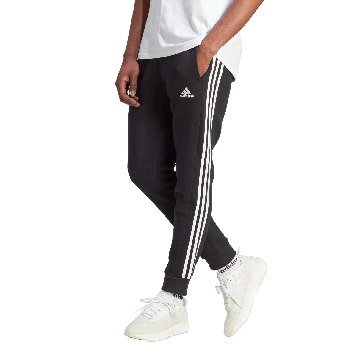 adidas Men's Essentials Tapered 3-Stripes Fleece Pants (Tall)