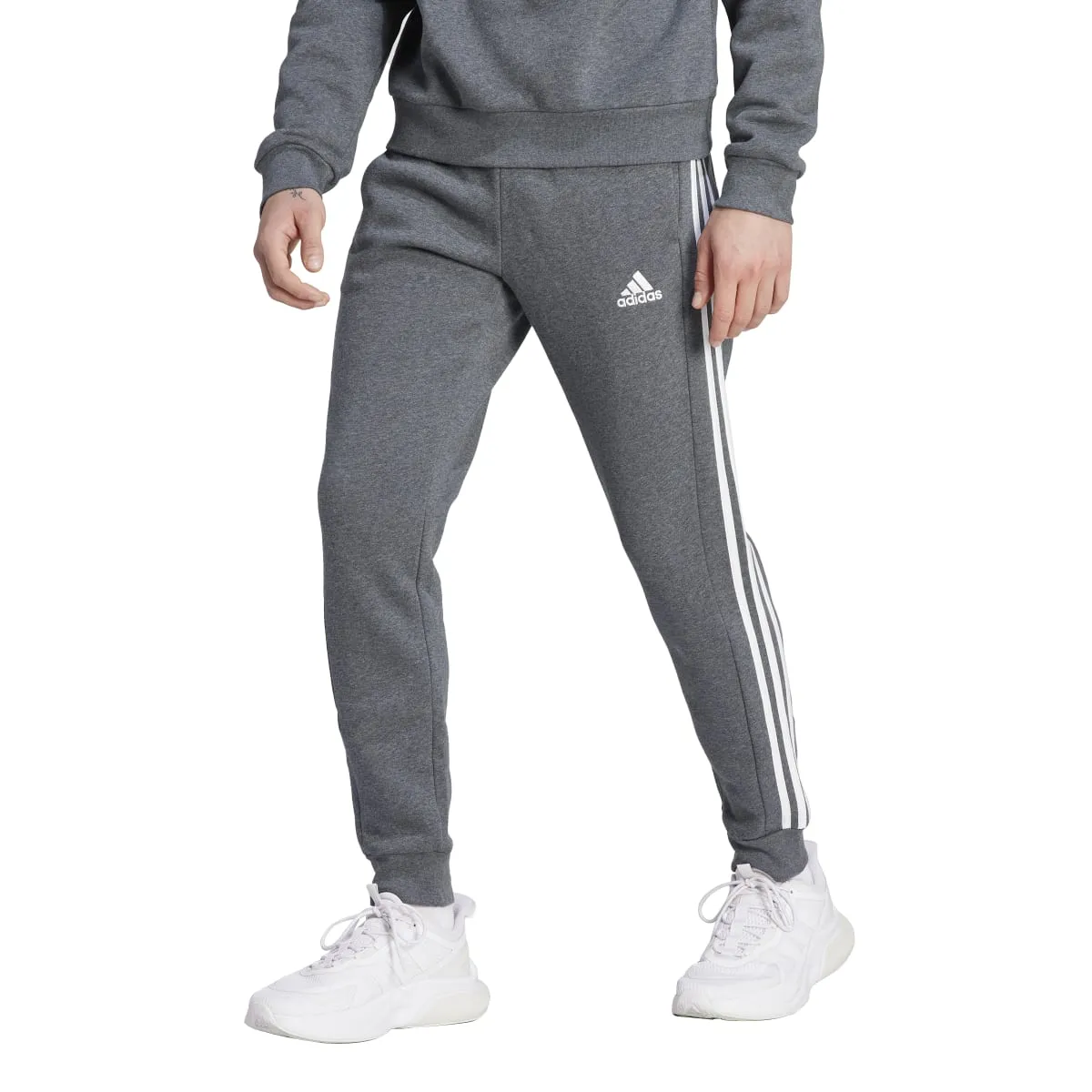 adidas Men's Essentials Tapered 3-Stripes Fleece Pants (Tall)