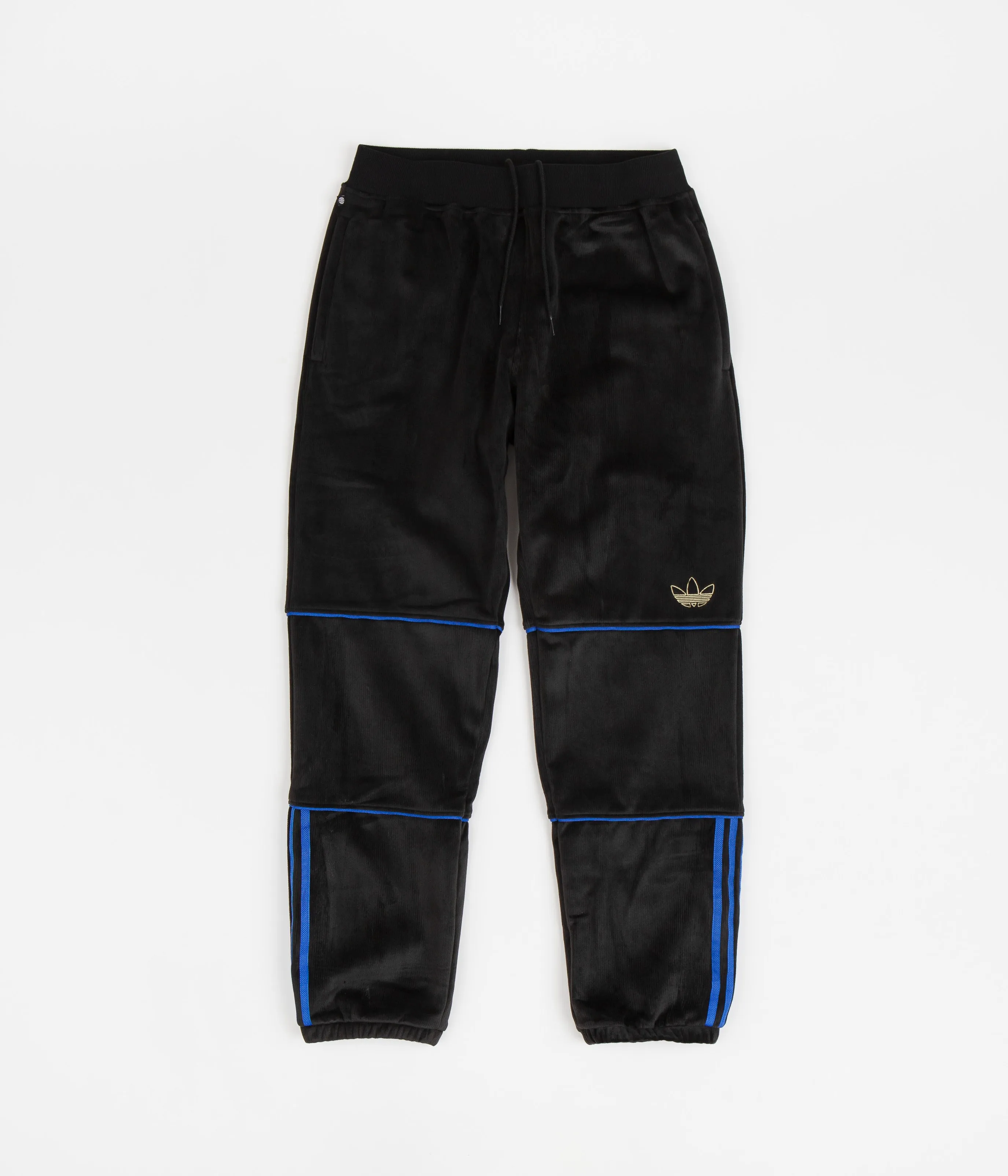 Adidas TJ Velour Sweatpants - Black / Bluebird / Gold