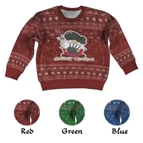 Antrim County Ireland Clan Christmas Kid Ugly Sweater with Gnome Playing Bagpipes