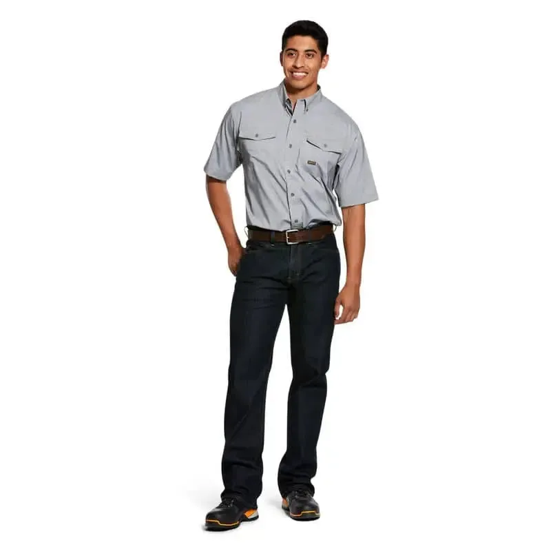 ARIAT - Mens Rebar Made Tough VentTEK DuraStretch Work Shirt, Charcoal Heather