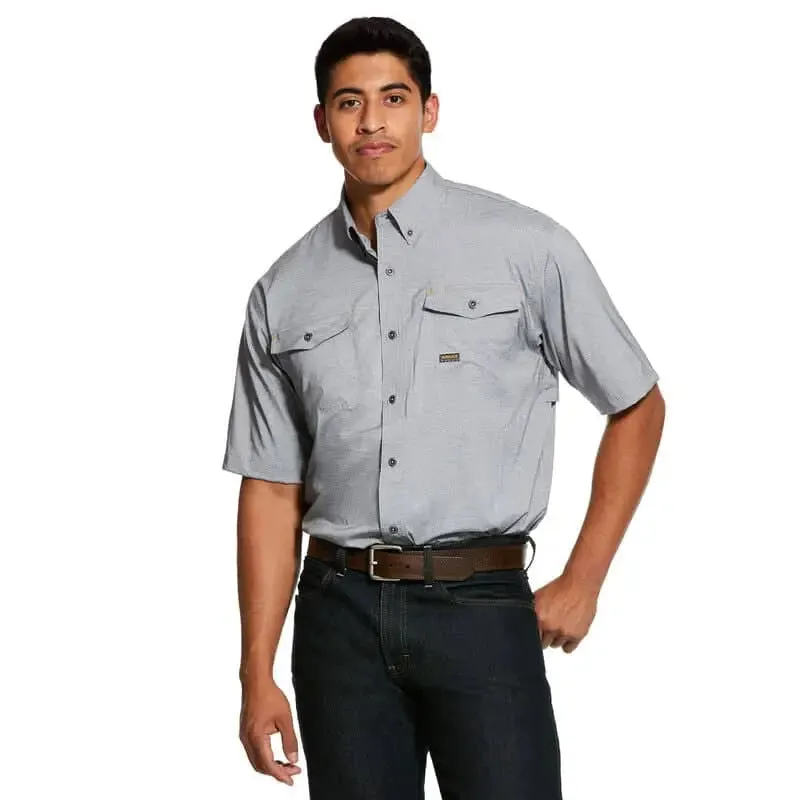 ARIAT - Mens Rebar Made Tough VentTEK DuraStretch Work Shirt, Charcoal Heather