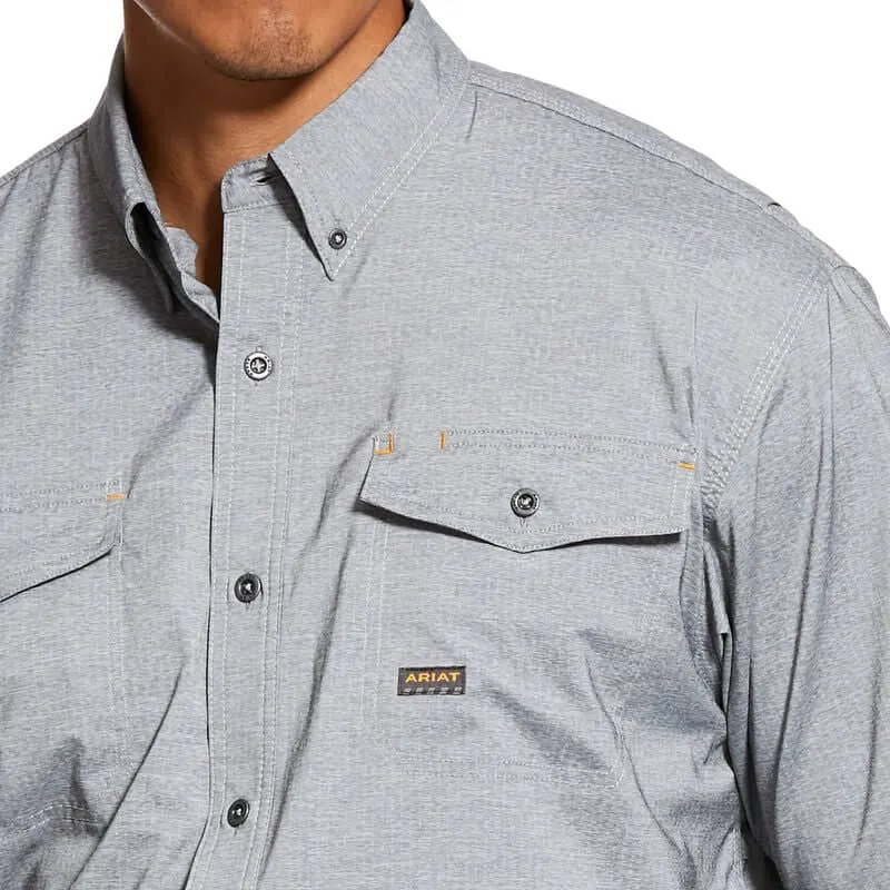 ARIAT - Mens Rebar Made Tough VentTEK DuraStretch Work Shirt, Charcoal Heather