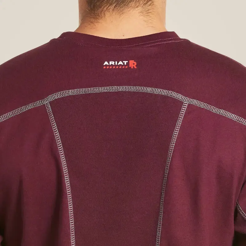 ARIAT - MNS FR - AC - Long Sleeve CREW T-Shirt - 7.2oz - Malbec (Dark Red)