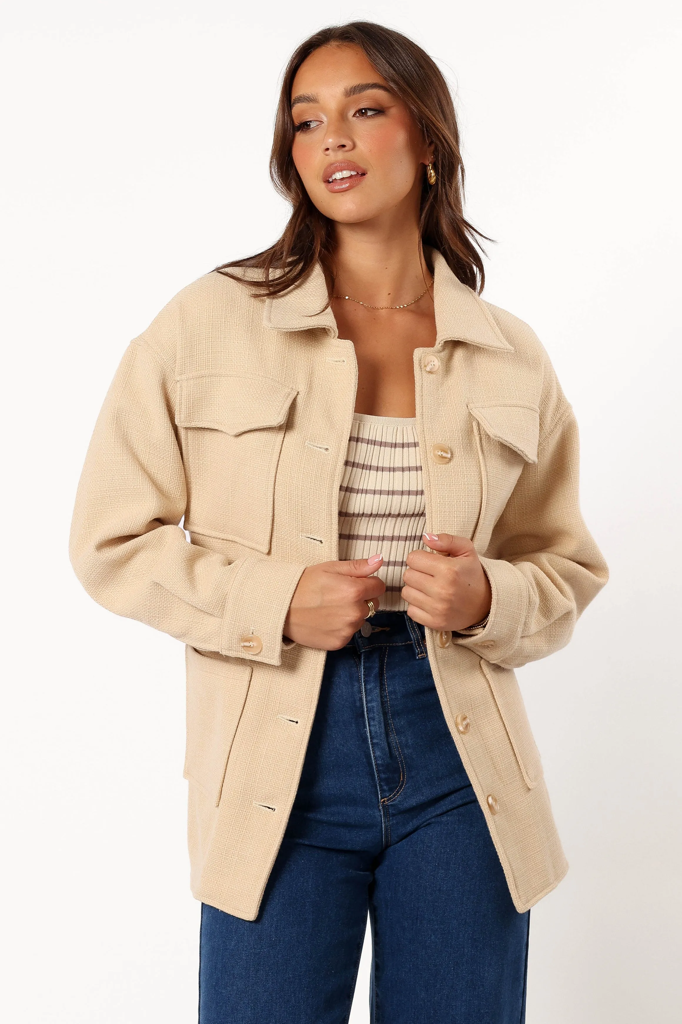 Arlow Tie Front Shacket - Cream