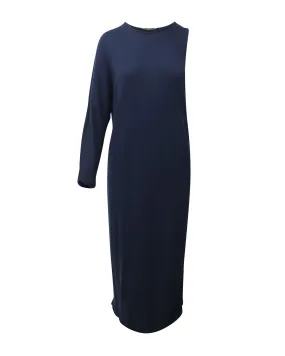 Asymmetrical Navy Blue Wool Dress for Elegant Evenings by The Row