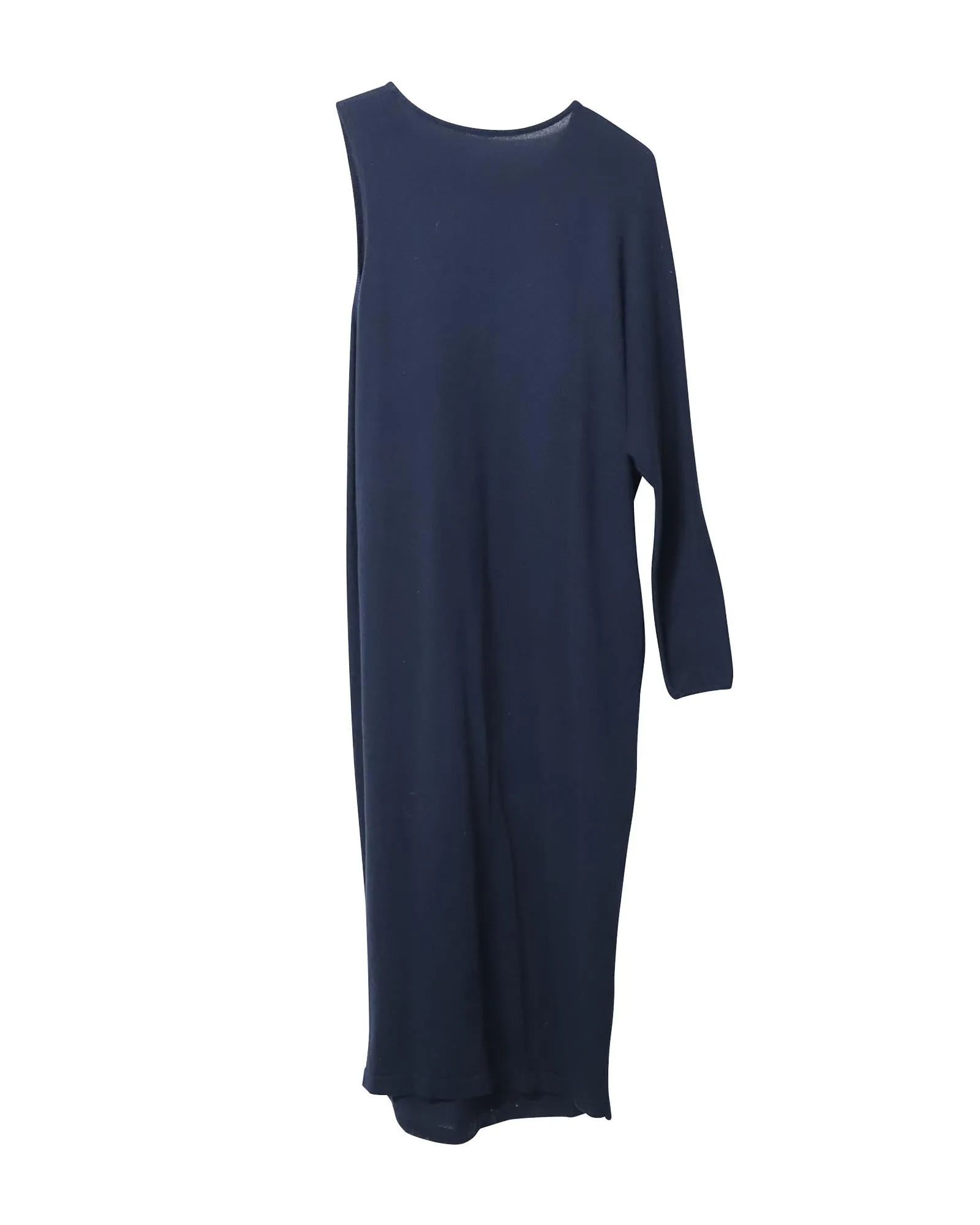 Asymmetrical Navy Blue Wool Dress for Elegant Evenings by The Row