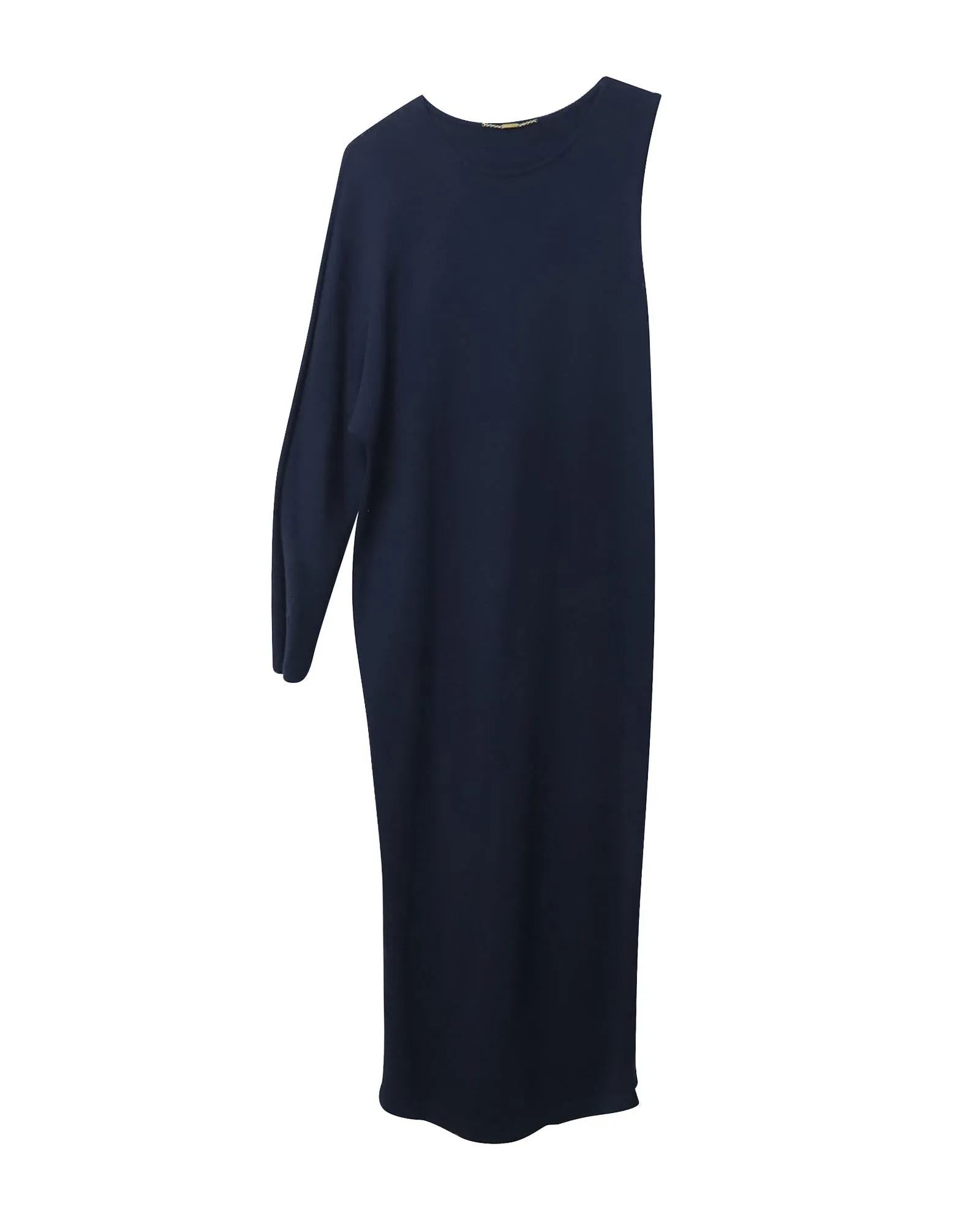 Asymmetrical Navy Blue Wool Dress for Elegant Evenings by The Row