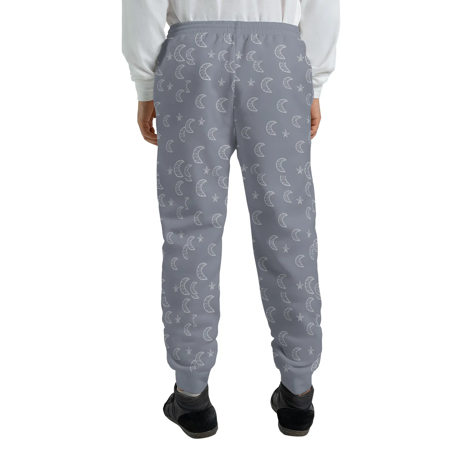 Athleisure | Fleece lined Loungewear | Unisex Sweatpants | Joggers/Track pants | Monochrome Grey Moon and Stars