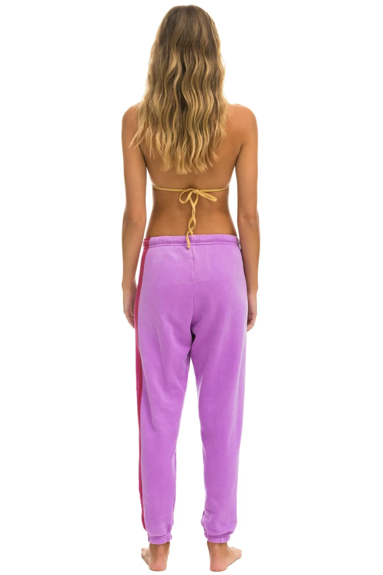 AVIATOR NATION 5 STRIPE WOMEN'S SWEATPANTS - NEON PURPLE // PINK