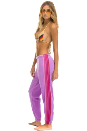 AVIATOR NATION 5 STRIPE WOMEN'S SWEATPANTS - NEON PURPLE // PINK