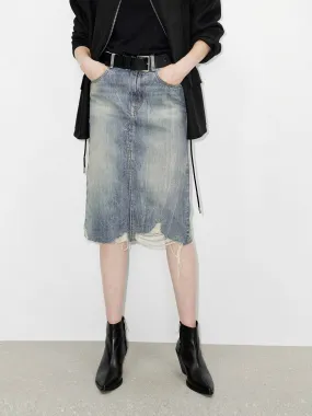 Back Slit Distressed Skirt