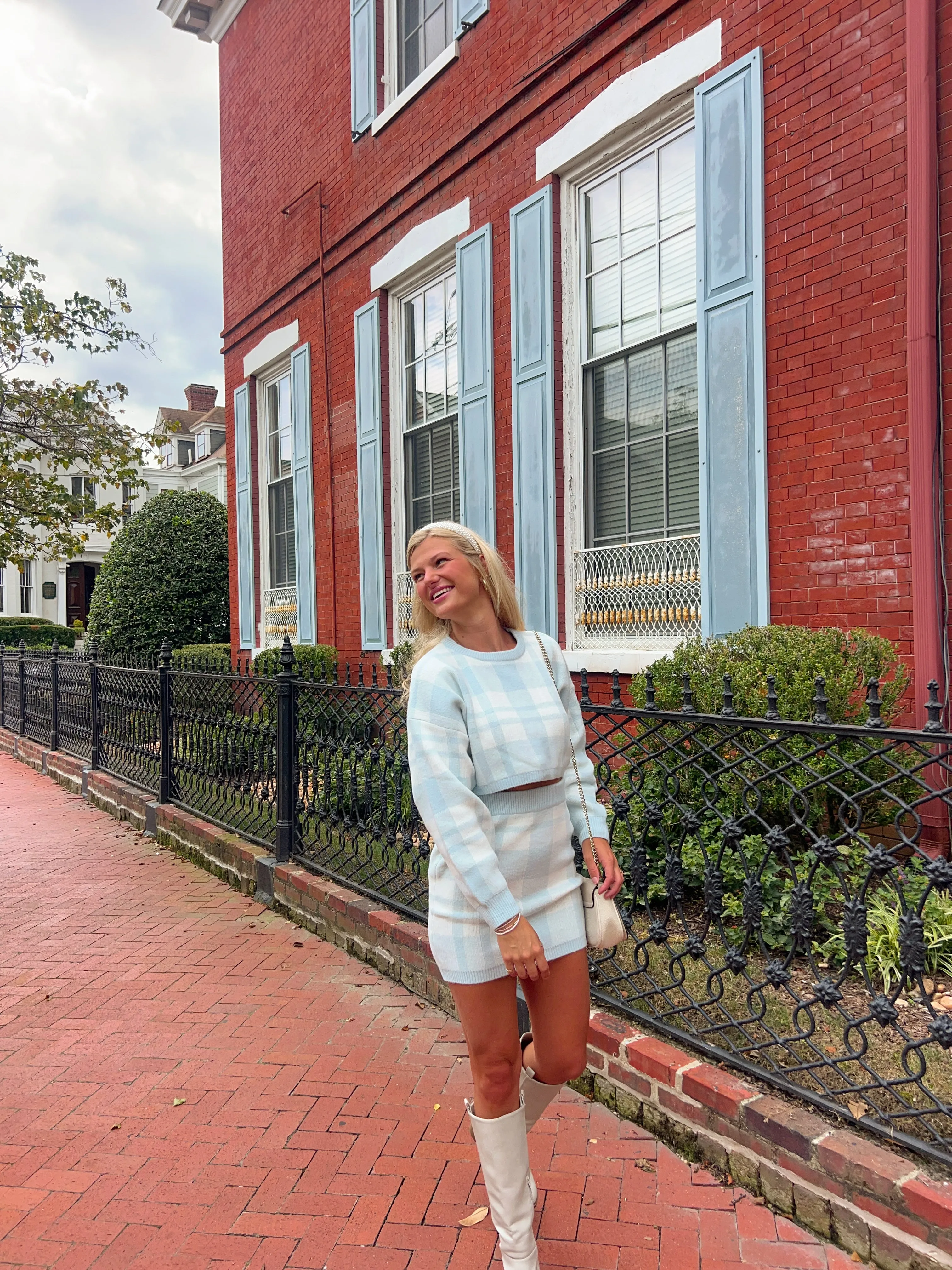 Been Through It All Plaid Sweater Crop Top and Skirt Set