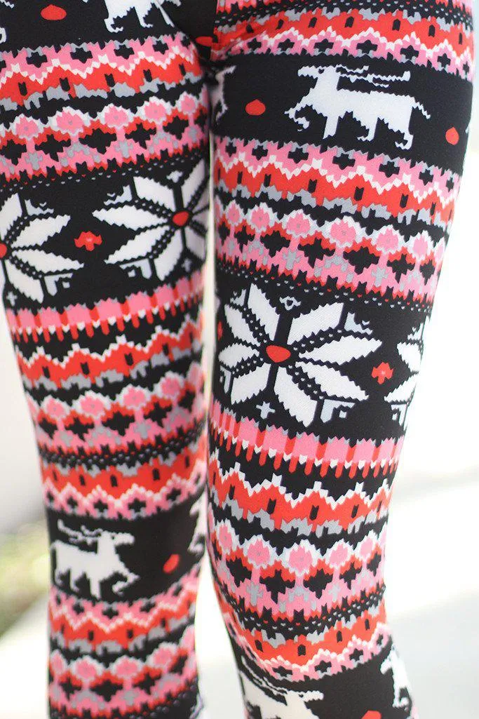 Black And Red Print Leggings