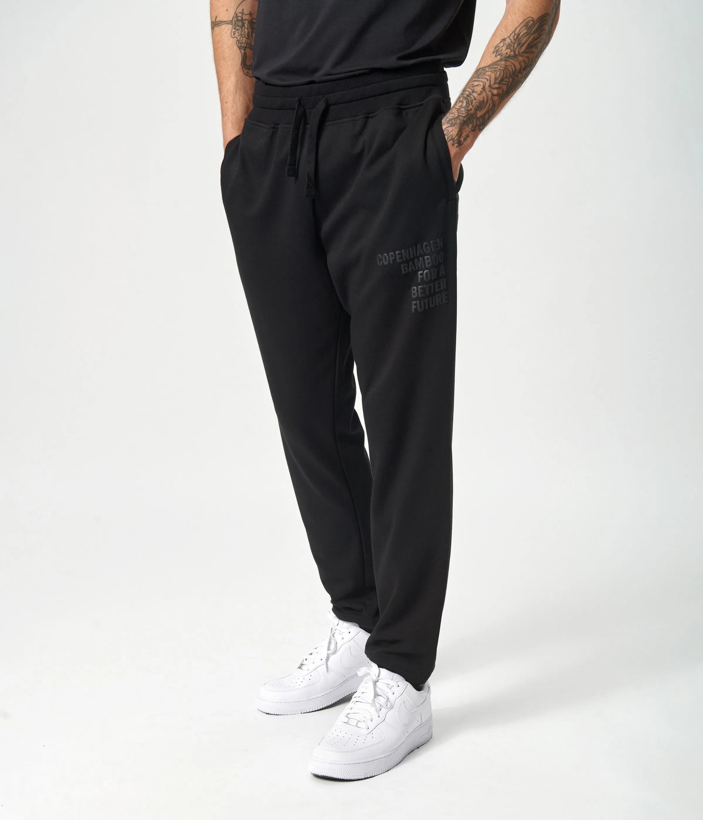 Black bamboo sweatpants with logo