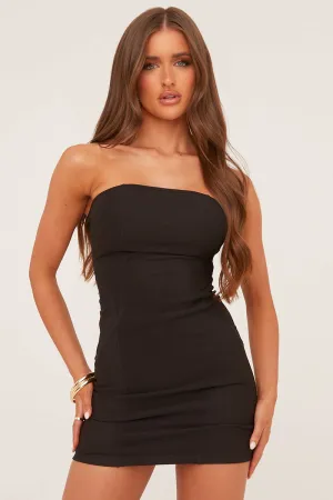 Black Bandeau Seam Detail Bodycon Mini Dress - Georgie