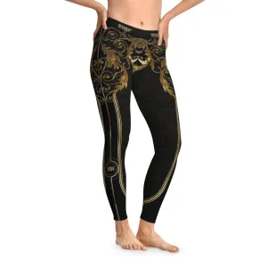 Black Baroque Leggings Women Golden Decorative Leggings Spandex Casual Leggings Best Gift Women Lounge Wear | 104922