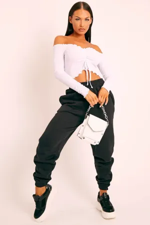 Black Elasticated Tie Waist Joggers - Kamella