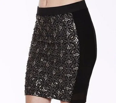 Black Embellished Mini Skirt