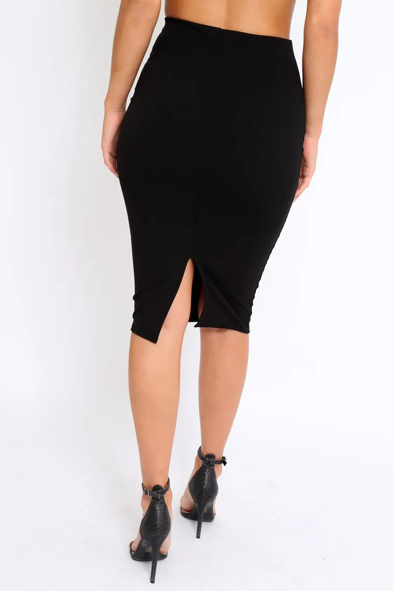 Black Midi Bodycon Skirt - Tiffy