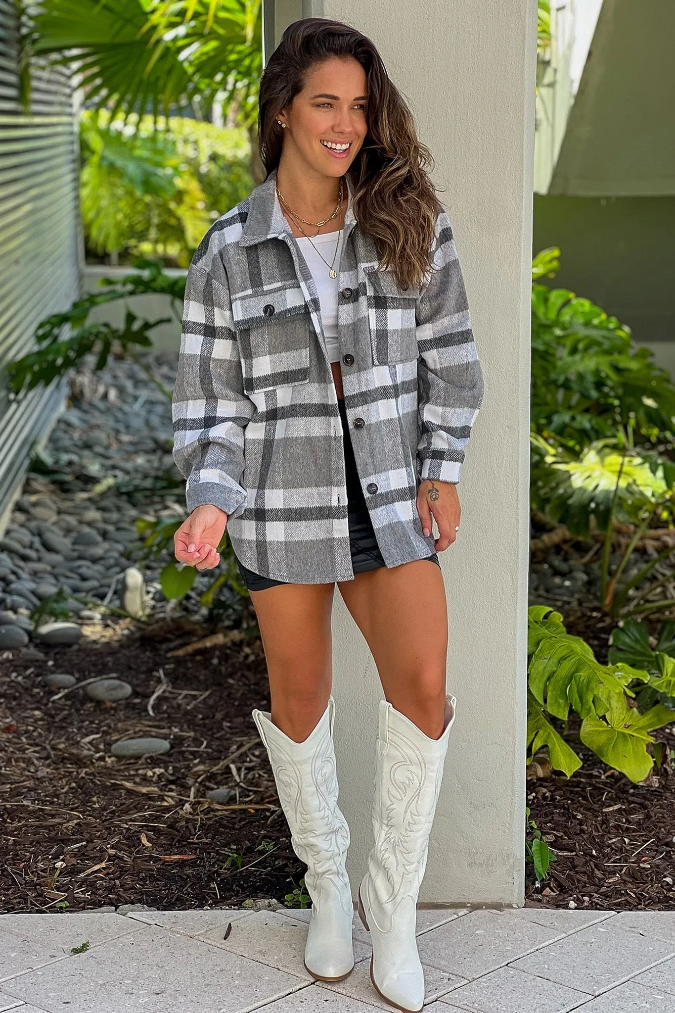 Black Plaid Oversized Shacket