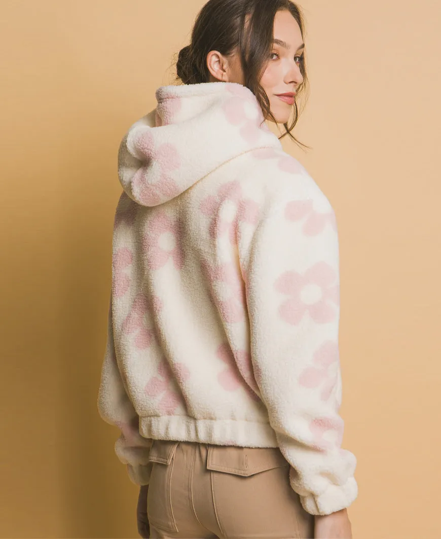 Blush Sherpa Fleece Floral Jacket