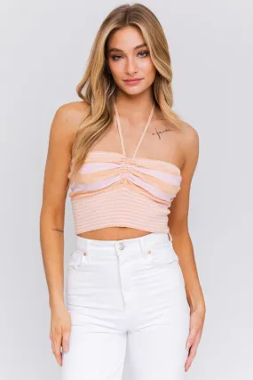 Bohemian Halter Neck Sweater Crop Top