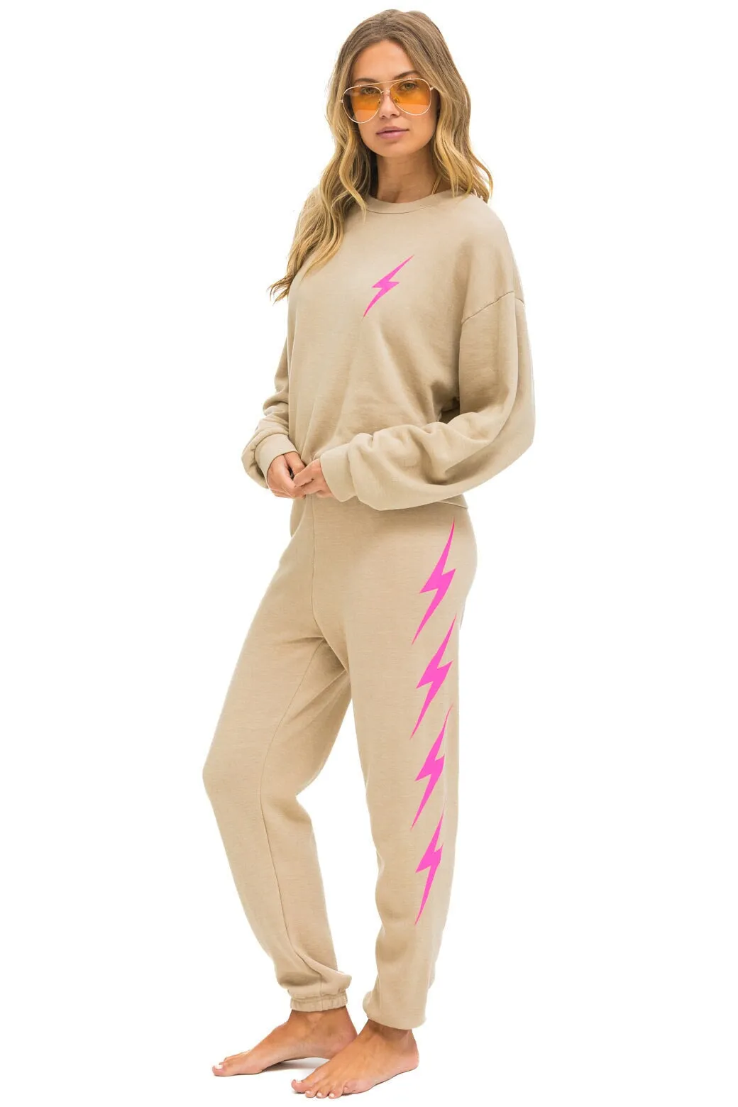 BOLT 4 SWEATPANTS - SAND // NEON PINK