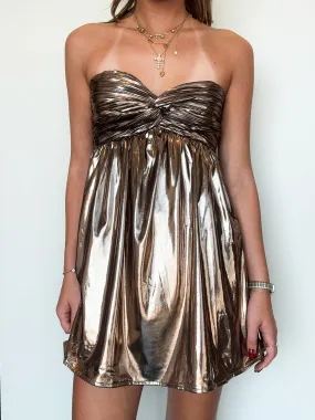 Bronze Metallic Mini Dress