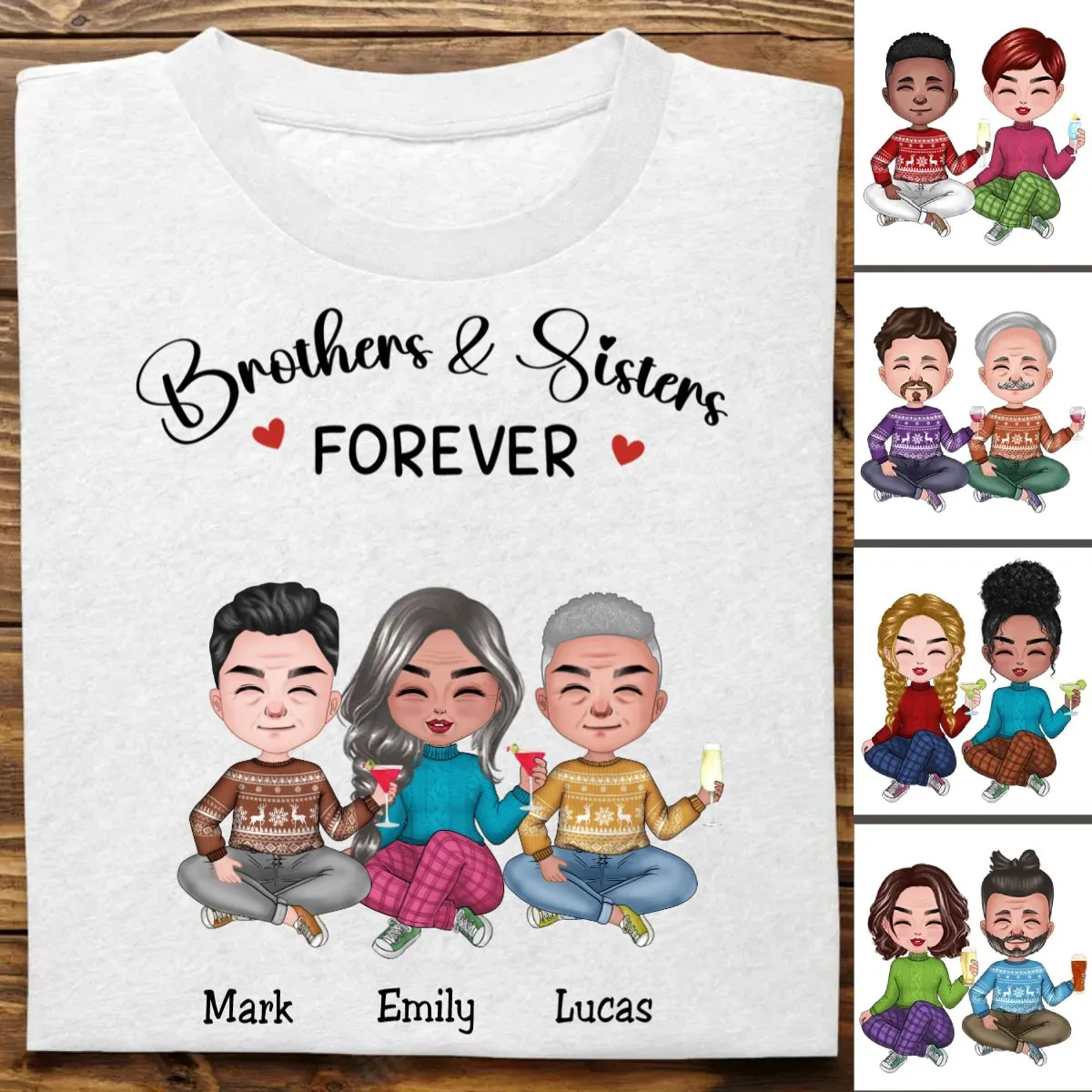 Brothers & Sisters - Brothers & Sisters Forever - Personalized T-Shirt (TB)